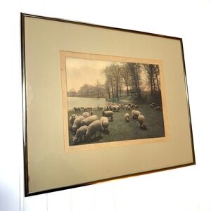 David Davidson "The Lambs May Feast" Colored Photograph Signed spring easter
